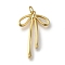 Rack Plating Brass Pendants, Long-Lasting Plated, Cadmium Free & Lead Free, Bowknot Charms, Real 18K Gold Plated, 30.5x19.5x3mm, Hole: 3mm