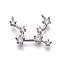 Brass Micro Pave Cubic Zirconia Pendants, Twelve Constellations, Platinum, Virgo, 16~19x22~25x3~3.5mm, Hole: 1.5mm