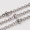 Tarnish Resistant 304 Stainless Steel Cable Chains, Decorative Chains, Soldered, Satellite Chains, with Rondelle Beads and Spool, Stainless Steel Color, 2x1.5mm, Beads: 2mm wide, about 32.8 Feet(10m)/roll