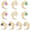 10Pcs 5 Colors Eco-Friendly Brass Micro Pave Cubic Zirconia Pendants, Moon, Mixed Color, 17x12.5x4mm, Hole: 1.2mm, 2pcs/color