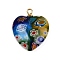 Handmade Millefiori Lampwork Heart Pendants, with 304 Stainless Steel Loop, Blue, 21x18x5.5mm, Hole: 1.6mm