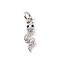 Brass Micro Pave Cubic Zirconia Charms, with Jump Ring, Cadmium Free & Lead Free, Snake Charms, Platinum, 14x4.5x1.5mm, Hole: 2.8mm