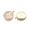 Brass Micro Pave Clear Cubic Zirconia Pendants, Nickel Free, Flat Round with Star, Real 18K Gold Plated, 21x16.5x1.5mm, Hole: 3x2mm