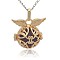 Golden Tone Brass Cage Pendants, Hollow Round with Wing, with No Hole Spray Painted Brass Round Ball Beads, DarkSlate Blue, 26x29x20mm, Hole: 3x8mm