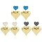 Rack Plating Heart Brass Dangle Stud Earrings, with Synthetic Opal, Cadmium Free & Lead Free, Long-Lasting Plated, Mixed Color, Real 18K Gold Plated, 27x18.5mm