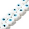 Handmade Evil Eye Lampwork Beads Strands, Oval, White, 13~14x9.5~10x5~6mm, Hole: 1.4mm, about 28pcs/strand, 14.88 inch(37.8cm)