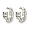 Brass Cuff Earrings with ABS Imitation Pearl Beaded, Non Piercing Earrings, Platinum, 13.5x6mm