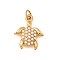 304 Stainless Steel ABS Imitation Pearl Pendants, Ocean Collection Charms, Ion Plating(IP), Real 18K Gold Plated, with Jump Ring, Tortoise, 14.5x11.5x4mm, Hole: 2.4mm