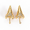 Brass Micro Pave Clear Cubic Zirconia Pendants, Nickel Free, Ice-Cream Cone Shape, Real 18K Gold Plated, 18x9mm, Hole: 0.8mm