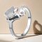 Stainless Steel Rhinestone Plain Rings, Butterfly, Stainless Steel Color, US Size 8(18.1mm)