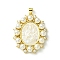 Eco-Friendly Brass Pendants, with Natural Shell & Plastic Pearls, Long-Lasting Plated, Real 18K Gold Plated, Cadmium Free & Lead Free, Oval, 35.5x29x6mm, Hole: 5x3mm