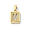 304 Stainless Steel Alphabet Pendants, Real 18K Gold Plated, Rectangle Charm, Letter M, 17.5x12x2mm, Hole: 7.5x3.5mm
