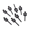 Spray Painted Alloy Pendants, Fork, Black, 29x8x1.5mm, Hole: 1.4mm