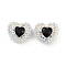 Polymer Clay Glass Rhinestone Beads, Heart Focal Beads for DIY Jewelry, Keychains and Beadable Pens, Jet, 20x24x13mm, Hole: 1.8mm