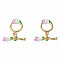 Brass Enamel Toggle Clasps, Nickel Free, Flower with Ring, Real 18K Gold Plated, 23mm, Hole: 1.4mm