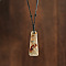 Bohemian Dyed Natural Imperial Jasper Trapezoid Pendant Necklaces, Adjustable Cord Necklaces for Women, Gainsboro