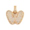 Brass Micro Pave Clear Cubic Zirconia Pendants, Cadmium Free & Nickel Free & Lead Free, Real 18K Gold Plated, Letter W, 31x20x5mm, Hole: 3x6mm
