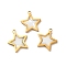 Ion Plating(IP) 304 Stainless Steel Star Charms, with Shell, Golden, 15x14x2mm, Hole: 1.2mm