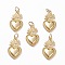 Brass Pendants, Sacred Heart, Golden, 22x12x2.5mm, Jump Ring: 5x1mm, Hole: 3.5mm