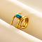 Teardrop Synthetic Turquoise Finger Rings, 304 Stainless Steel Cuff Ring for Unisex, Inner Diameter: 17mm