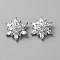 Brass Micro Pave Cubic Zirconia Shank Buttons, Snowflake, Silver, 25.5x22.5x10mm, Hole: 1.4mm