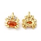Brass Micro Pave Cubic Zirconia Pendants, Lead Free & Cadmium Free, Real 18K Gold Plated, Crab, Dark Orange, 9.5x8x3mm, Hole: 1mm