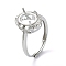 Adjustable 925 Sterling Silver Ring Components, with Cubic Zirconia, For Half Drilled Beads, Real Platinum Plated, 1.5~2mm, Inner Diameter: 17mm