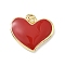 Brass Enamel Pendants, Heart Charm, with Jump Ring, Long-Lasting Plated, Cadmium Free & Lead Free, Real 18K Gold Plated, Red, 16x19x4mm, Hole: 3mm