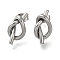 304 Stainless Steel Knot Stud Earrings, Stainless Steel Color, 17x9mm