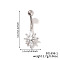Shiny Sunflower Brass Full Crystal Rhinestone Belly Button Rings, Piercing Navel Rings, Barbell Body Jewelry for Women, Stainless Steel Color, 31x11mm