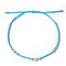 Adjustable Glass Seed Beads Braided Bead Bracelets, Shell Star Jewelry for Women, Deep Sky Blue