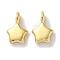 Rack Plating Brass Pendants, Long-Lasting Plated, Lead Free & Cadmium Free, Star, Real 18K Gold Plated, 8.5x5.5x3mm, Hole: 1.2mm