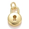 Rack Plating Real 18K Gold Plated Brass Pendants, with Jump Rings, Long-Lasting Plated, Lead Free & Cadmium Free, Lock, Real 18K Gold Plated, 13x8x3.5mm,  Jump Ring: 4.6x0.8mm, 3mm Inner Diameter