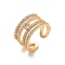 Brass Micro Pave Cubic Zirconia Open Cuff Rings, Golden, US Size 6 3/4(17.1mm)