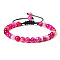 Natural Banded Agate Round Bead Adjustable Braided Bracelets, 6mm