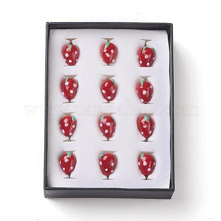 Клубника ручной работы Lampwork бисер LAMP-F006-03-1