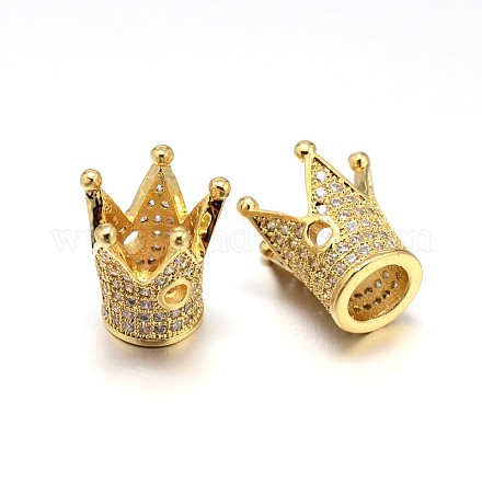 Латунные микро проложить кубического циркония короны бусы ZIRC-M069-14G-NR-1