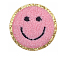 Flat Round with Smiling Face Computerized Towel Embroidery Cloth Iron on/Sew on Patches, Chenille Appliques, Costume Accessories, Flamingo, 50mm