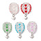 Glass Seed Beaded Hot Air Balloon Pendants, with Alloy Heart Charms and 304 Stainless Steel Open Jump Rings, Mixed Color, 33.5x16.5~19.5x6.5mm, Hole: 1.5mm