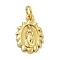 Flower with Virgin Mary Pattern, Rack Plating Brass Pendants, Long-Lasting Plated, Cadmium Free & Lead Free, with Jump Ring Charms, Real 18K Gold Plated, 15x10x1.5mm, Hole: 3.5mm