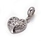 Tarnish Resistant 304 Stainless Steel European Style Dangle Charms, Large Hole Pendants, Heart with Tree, Stainless Steel Color, 27mm, Hole: 4.5mm, Pendant: 17.5x15x3mm
