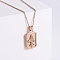 Vintage Gothic Geometric Stainless Steel Fleur De Lis Pendant Necklaces for Women, Rose Gold