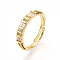 Brass Micro Pave Clear Cubic Zirconia Cuff Rings for Women, Cadmium Free & Nickel Free & Lead Free, Real 18K Gold Plated, Inner Diameter: 17.8mm