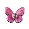 Transparent Epoxy Resin Cabochons, Butterfly, with Gold Foil & Rhinestone & ABS Imitation Pearl & Magnet & Paper Card, Camellia, 32x39.5x11mm