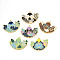Rack Plating Alloy Enamel Big Pendants, Cadmium Free & Nickel Free & Lead Free, Flower Charms, Golden, Mixed Color, 41x54x2mm, Hole: 2.5mm
