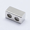 Brass Multi-Strand Links, with Rubber, Cuboid, Slider Beads, Platinum, 10x5x5mm, Hole: 2.5mm
