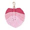 Handmade Braided Macrame Cotton Thread Leaf Pendant Decorations, with Brass Clasp, Cerise, 13.5cm