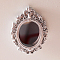 Miniature Retro Embossed Alloy Mirrors, for Dollhouse Wall Decoration, Oval, Silver, 72x55mm