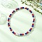 Round Polymer Clay Rhinestone & Natural Wood Baseball Beaded Stretch Necklaces for Women, Red, 18.31 inch(46.5cm)