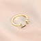 Fashionable Brass Cubic Zirconia Cuff Rings, Letter, Open Rings, Golden, Letter L, Inner Diameter: 16~19mm